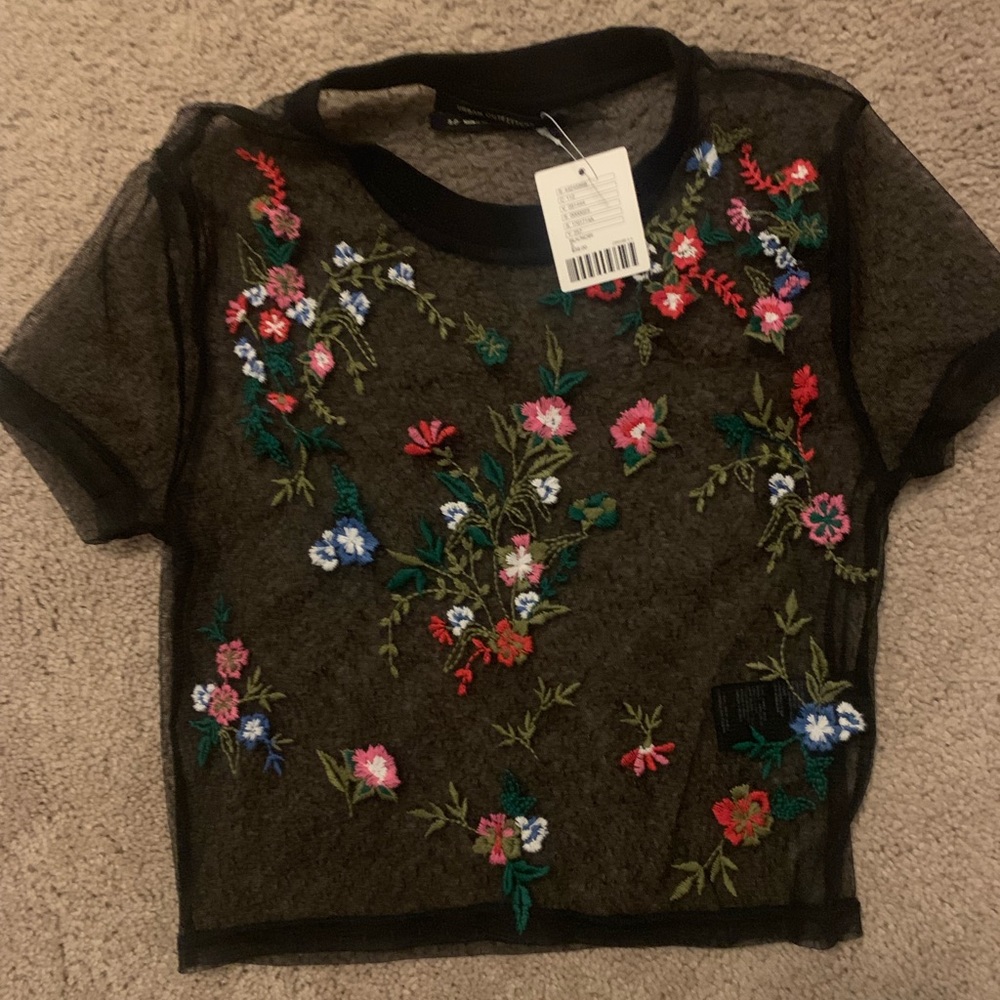 urban outfitters floral mesh top (NWT) size small